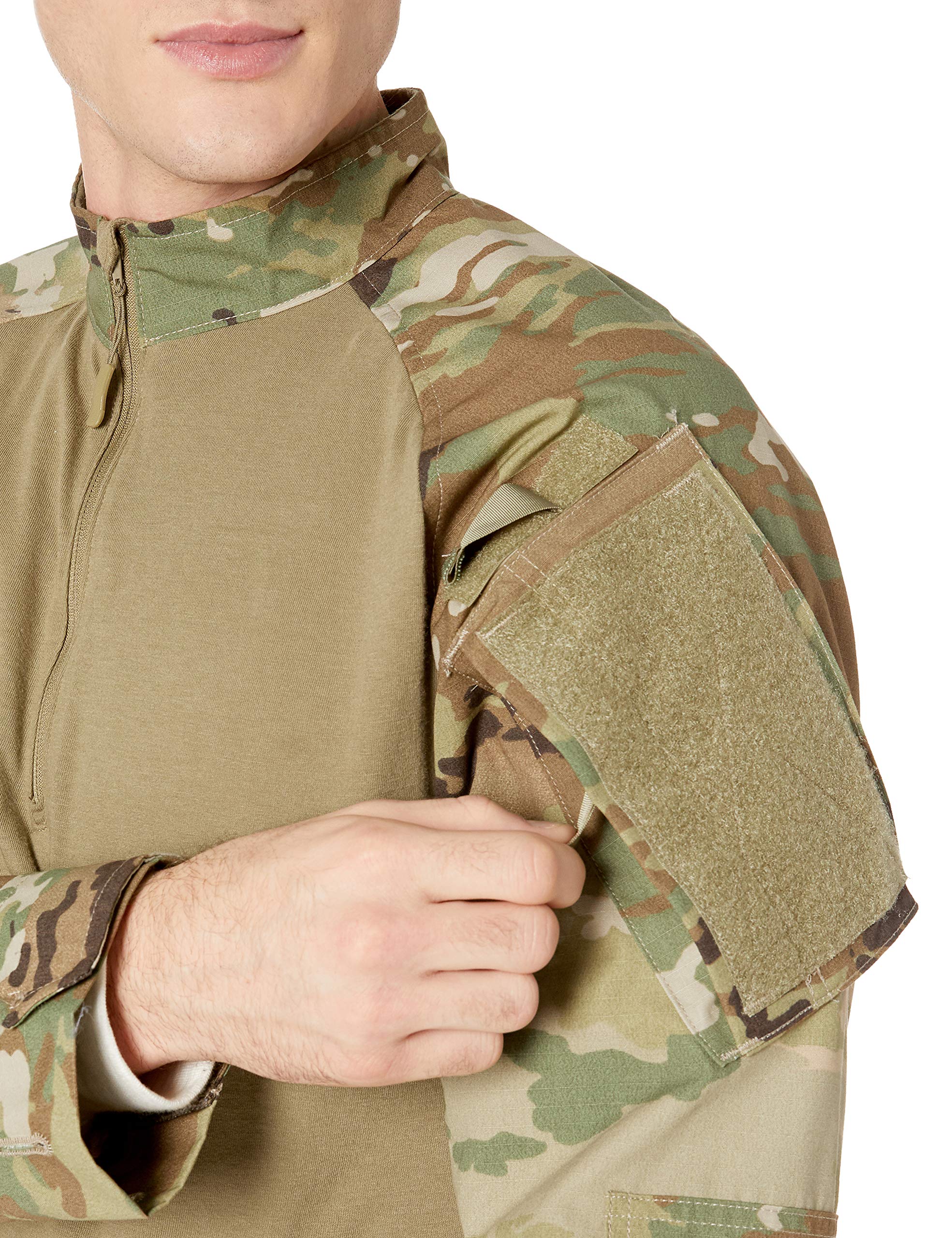 Combat Shirt long sleeve Scorpion mens 50/50 Cordura NYCO sleeves, 60/40 cotton nylon baselayer body (tan499) ML
