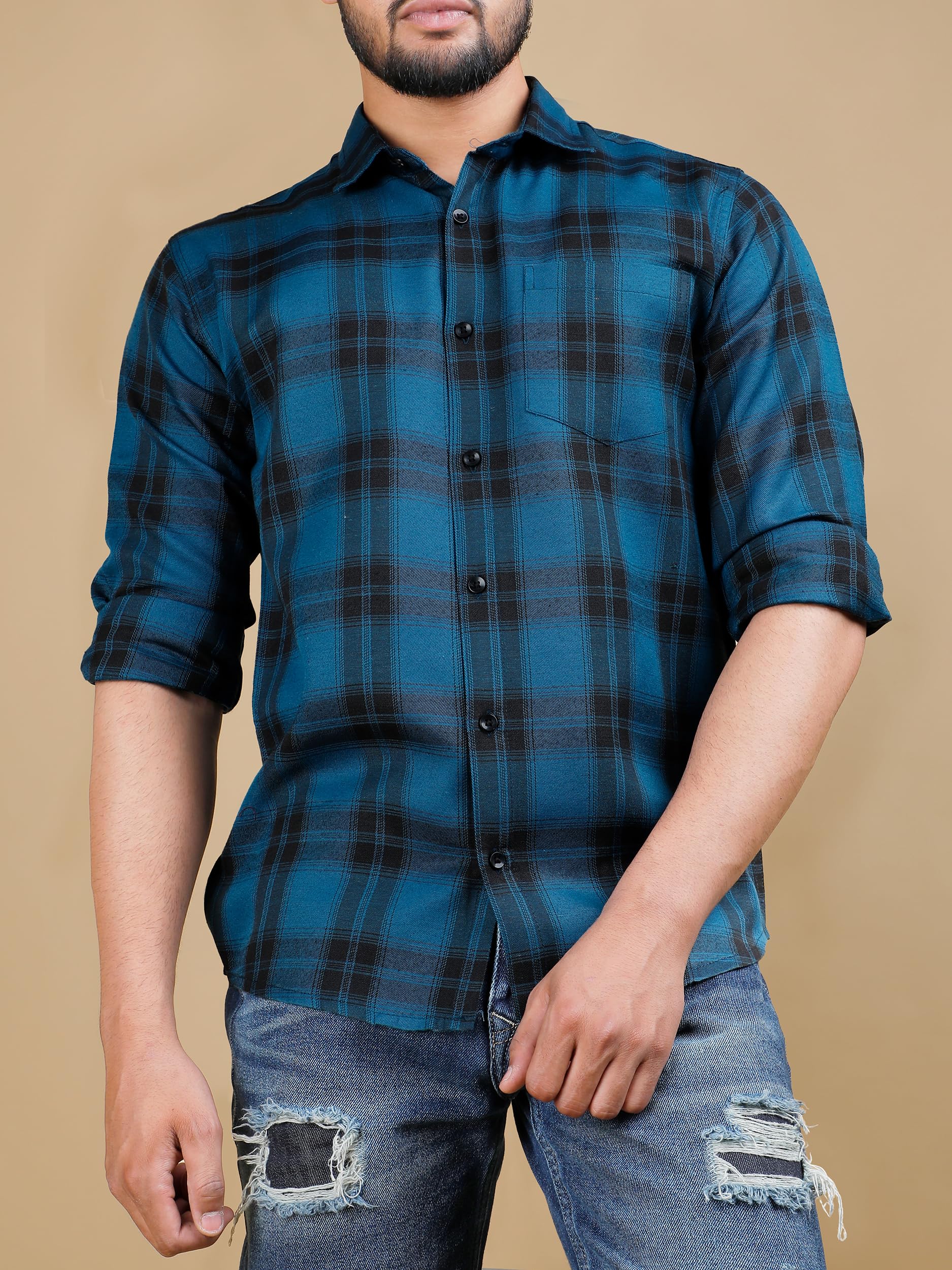 Noble Monk MenS Regular Fit Shirt | Checkered | Full Sleeves | Casual Shirt For Men