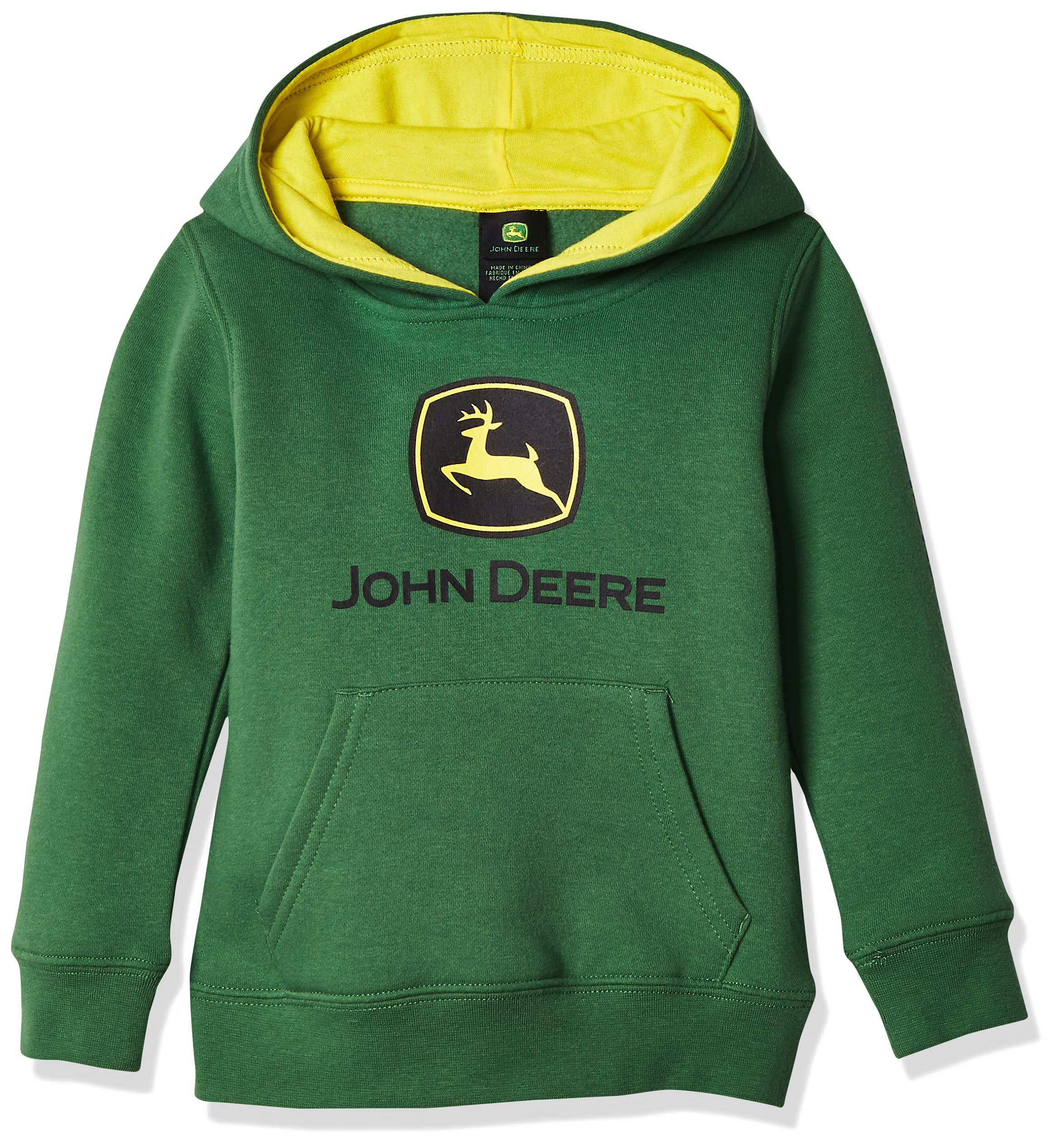 John Deere boys Fleece Hoody Pull Over Hooded Sweatshirt, Green Trademark, 14-16 US