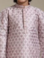 Manyavar Boys Art Silk Printed Kurta Pyjama Set (2Pcs)(4-5 Years)