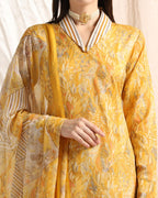 Leriya Fashion Cotton Blend Floral Foil Printed Indian Ethnic Kurta with Pant Set for Women Fancy Patiyala Pant Set for Traditio