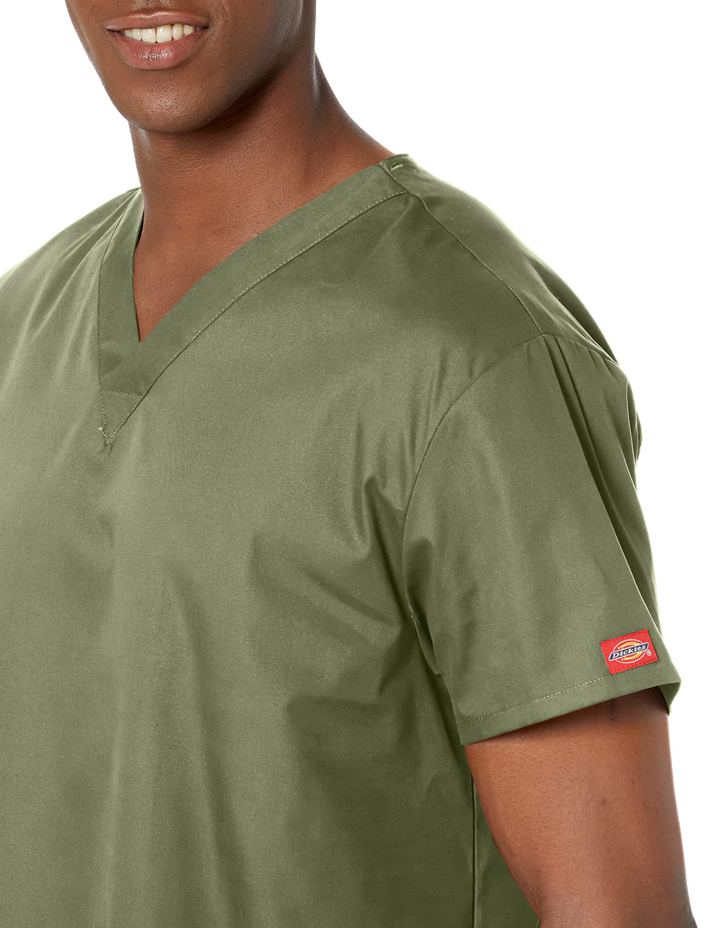Dickies Women's EDS Signature Scrubs 86706 Missy Fit V-Neck Top, Olive, Small