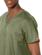 Dickies Women's EDS Signature Scrubs 86706 Missy Fit V-Neck Top, Olive, Small