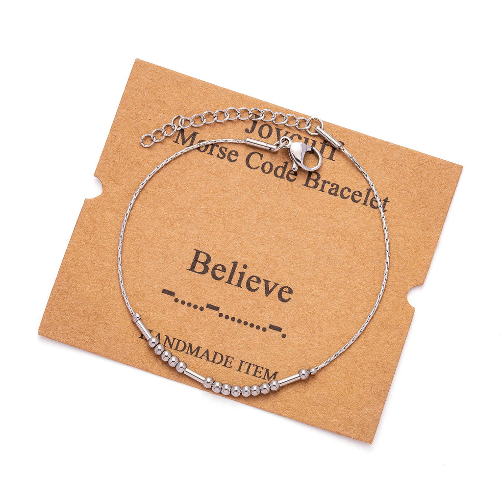 JoycuFF Believe Morse Code Bracelets for Best Friend Friendship Coworker BFF Inspirational Funny Birthday Christmas Gifts for Wo
