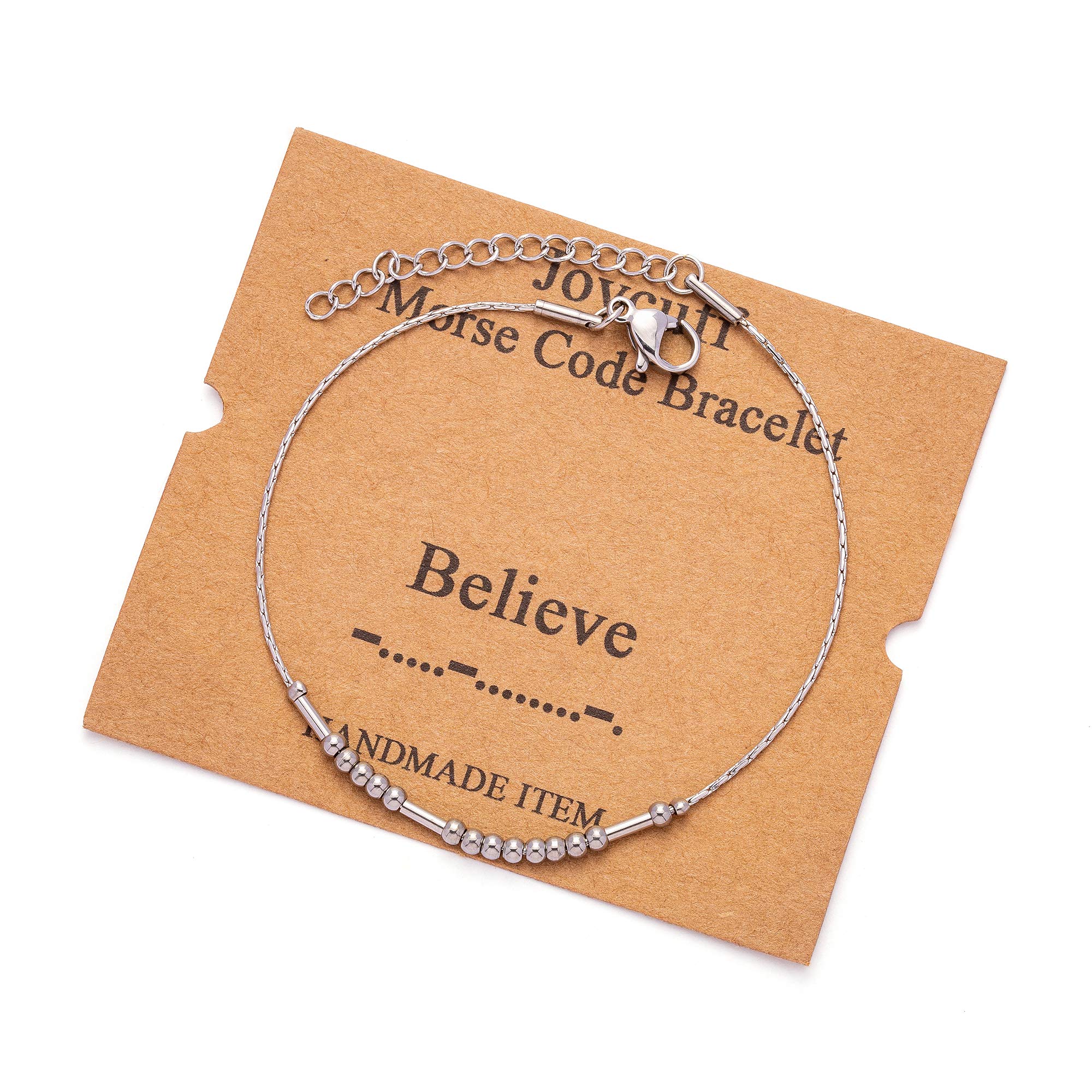 JoycuFF Believe Morse Code Bracelets for Best Friend Friendship Coworker BFF Inspirational Funny Birthday Christmas Gifts for Wo