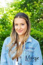 Motique Accessories Black 2 Inch Wide Satin Hard Headband with No Teeth Head band for Women and Girls