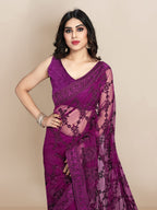 Ekasya WomenS Net Embroidered Floral Embroidered Saree And Unstitched Blouse Piece | Sari For Wedding | Festive Sarees For Wome