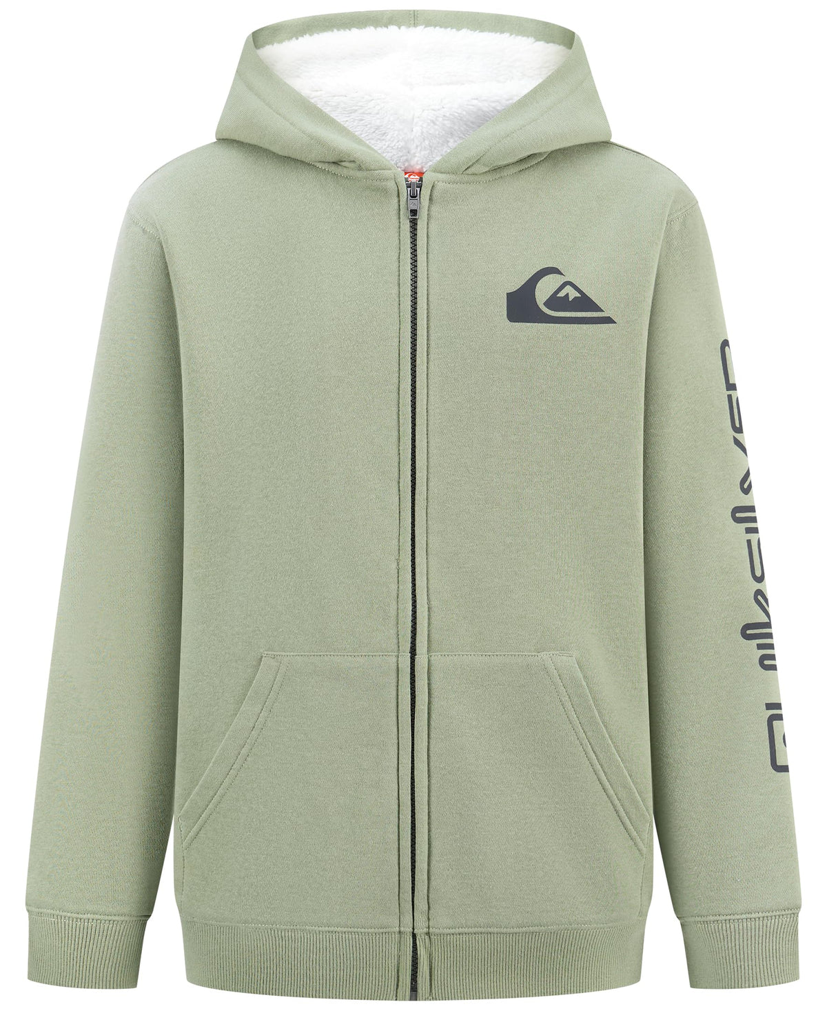 Quiksilver Boys Fullzip Sherpa Lined Fleece Hoodie Sweatshirt, Sea Spray, 1416 2