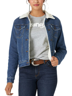 Wrangler Women's Retro Sherpa Lined Jacket, Denim, X-Large