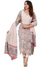 ANNI DESIGNER Womens Cotton Blend Straight Printed Kurta with Pant & Dupatta (Spring Green-SNW_M_Green_Medium)