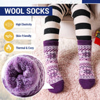 Eocom 6 Pairs Children's Winter Warm Wool Socks Kids Toddlers Boys Girls Thermal Thick Boot Cozy Crew Socks (8-12 Years, Snowfla