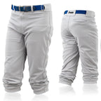Franklin Sports Youth Baseball + Softball Pants - Knee High Grey Baseball Pants for Kids - Boys + Girls Knicker Style Bottoms wi