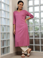 Libas Mauve Woven Design Rayon Straight Kurta