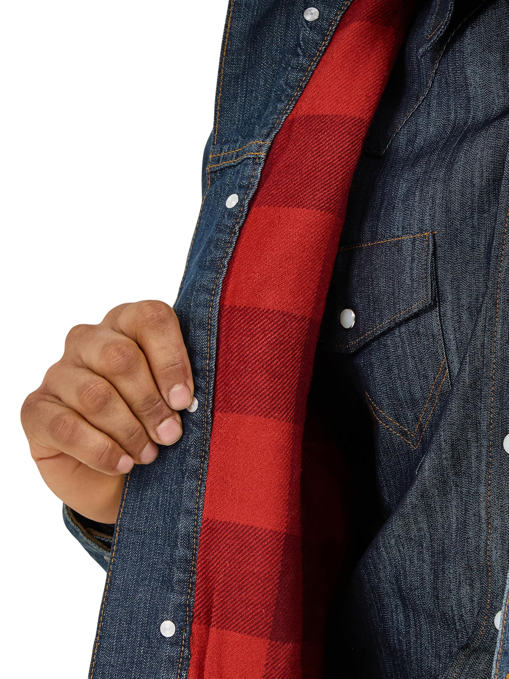 Wrangler Men's Style Cowboy Cut Western Lined Jacket, Denim/Blanket, Small