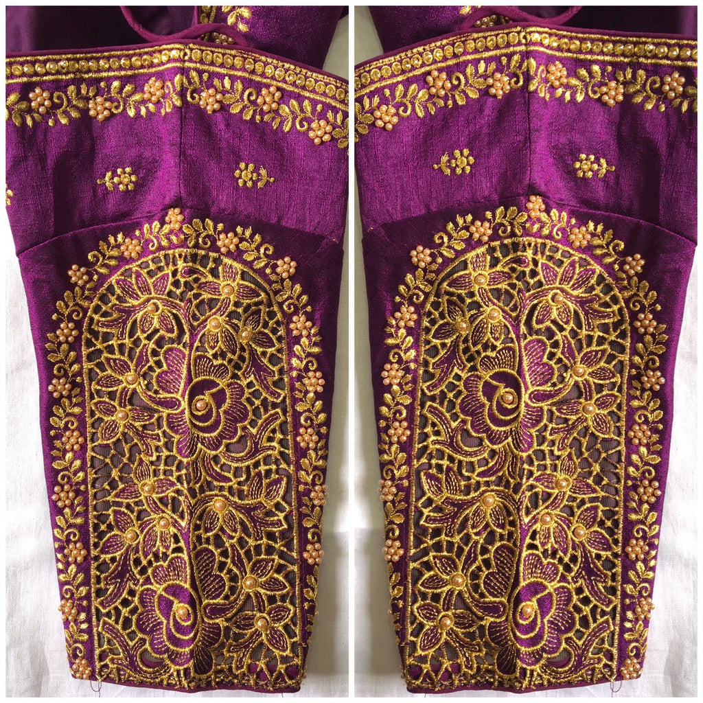 Vihu Fashion WomenS Flower Embroidery Sleeves Cut Work Readymade Saree Blouse