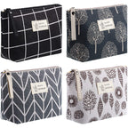 4 Pieces Canvas Cosmetic Bags Set Printed Makeup Bags with Zipper Multi-Functional Travel Pouch for Women Girls Vacation Travel