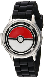 Accutime Pokemon Pikachu Pok   Ball Spinner Watch, Blue Face, Black Silicone Strap, Quartz Movement, Fun Gift for All Ages - (PO