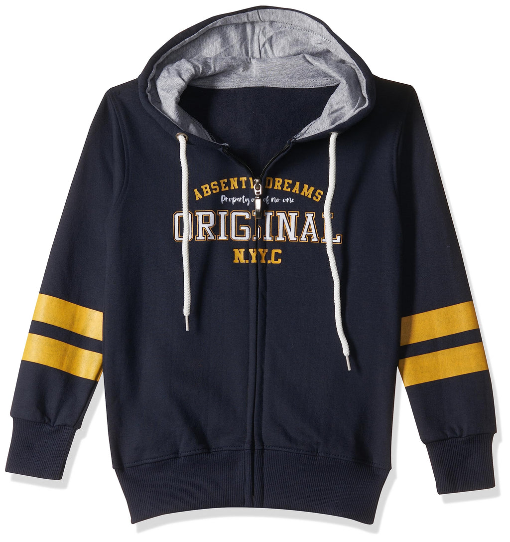 T2F Cotton Hooded Neck Regular Fit Sweatshirt (Boys-SS_35_Navy_9-10 Years)