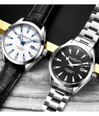 Stuhrling Original Mens Black Watch Analog Dial with Date - Stainless Steel Silver Bracelet, 3953 Mens Watches Collection