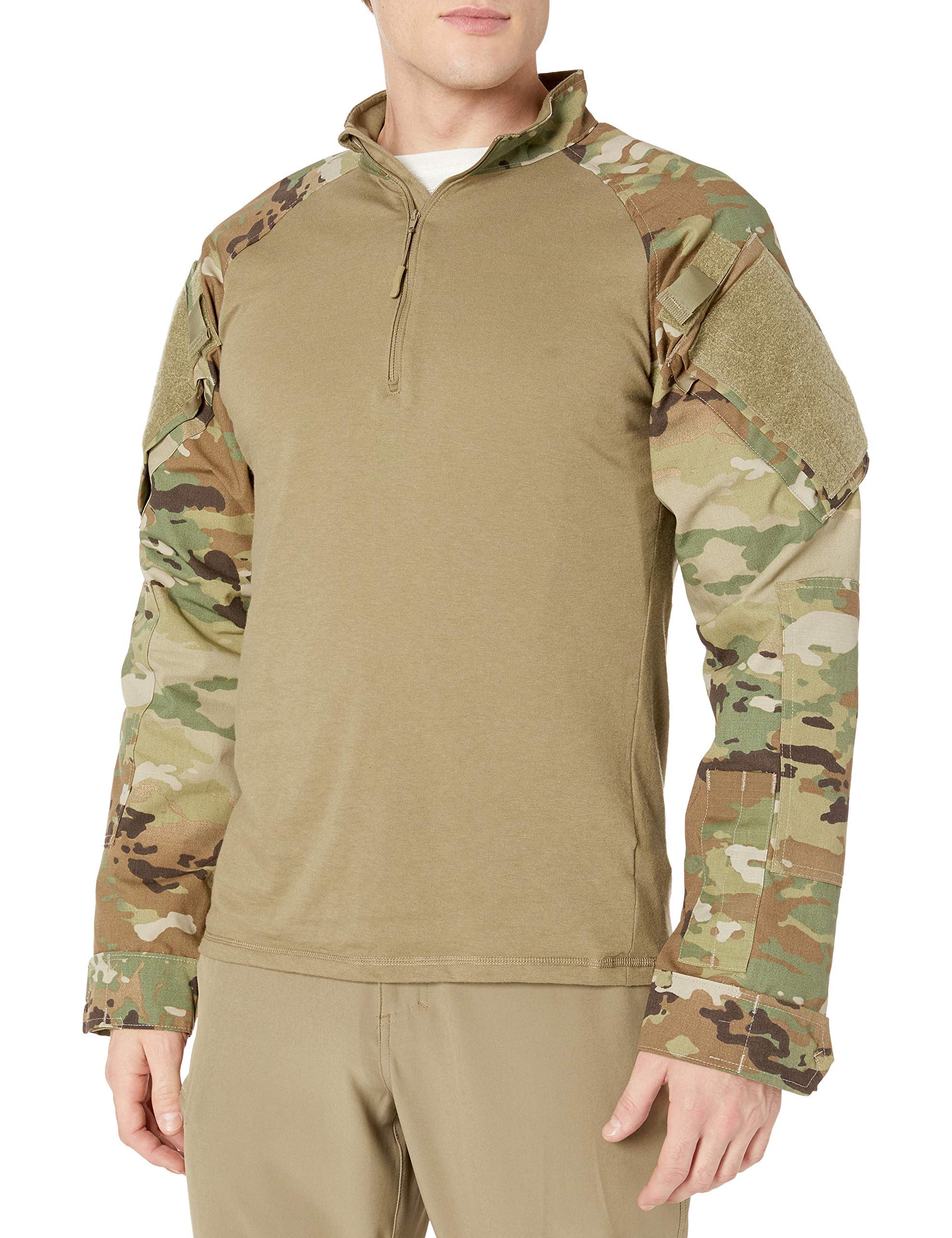 Combat Shirt long sleeve Scorpion mens 50/50 Cordura NYCO sleeves, 60/40 cotton nylon baselayer body (tan499) ML