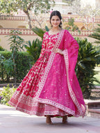 Fashion Basket Women'S Georgette Silk Anarkali Kurta Set With Duptta For Women