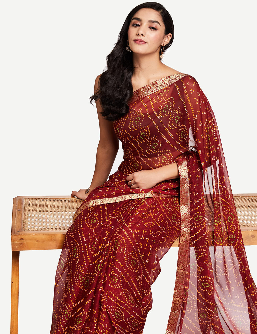 Satrani Womens Chiffon Saree with Blouse Piece