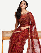 Satrani Womens Chiffon Saree with Blouse Piece