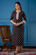 Anni Designer Women'S Cotton Blend Traditional Straight Printed Kurta And Pant Set (Raghu Nw)