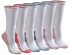 Dickies Women's Dri-Tech Essential Moisture Control Crew Socks, Available in S-XL (6, 12, White with Bluish (6 Pairs), Small