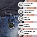 Dakota Digital Backpacker Clip Watch, Alarm, Stopwatch, Timer and Dual Time, Outdoor Gifts for Men and Women, Tactical Digital W