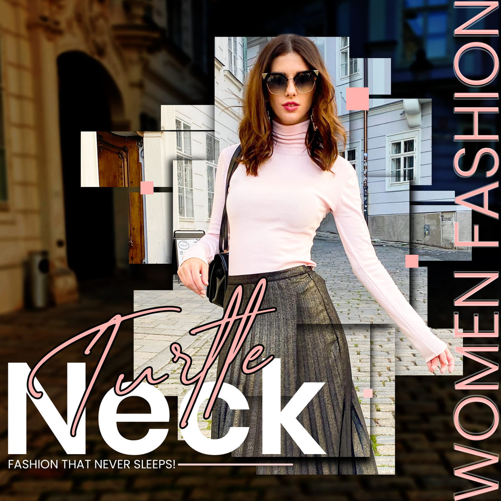 NY Threads Women's Turtleneck Long Sleeves Shirt Baby Pink