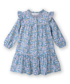 Button -through printed A-line dress BLUE