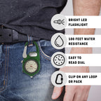 Dakota Mini Clip Microlight, Clip Watch, Flashlight and Watch, Outdoor Gifts for Men and Women, Use for Fishing Hunting, and Mor