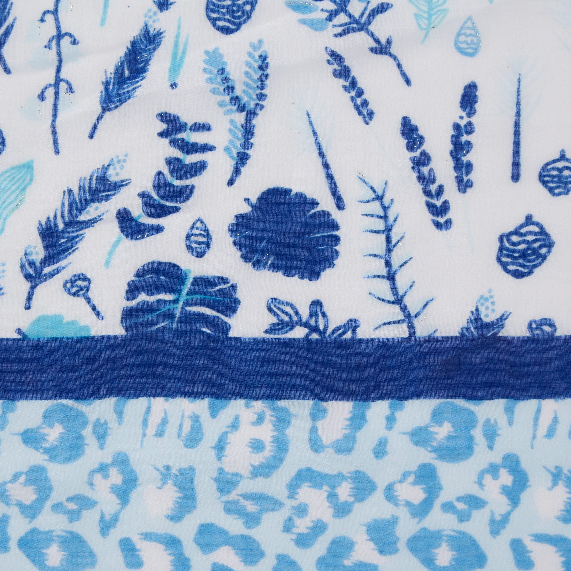 FLORAL LEOPARD SCARF - BLUE