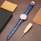 Moran Quick Release Leather Watch Bands Deployment Butterfly Buckle 18mm 20mm 22mm 24mm Blue Black Brown Calfskin Replacement Wa