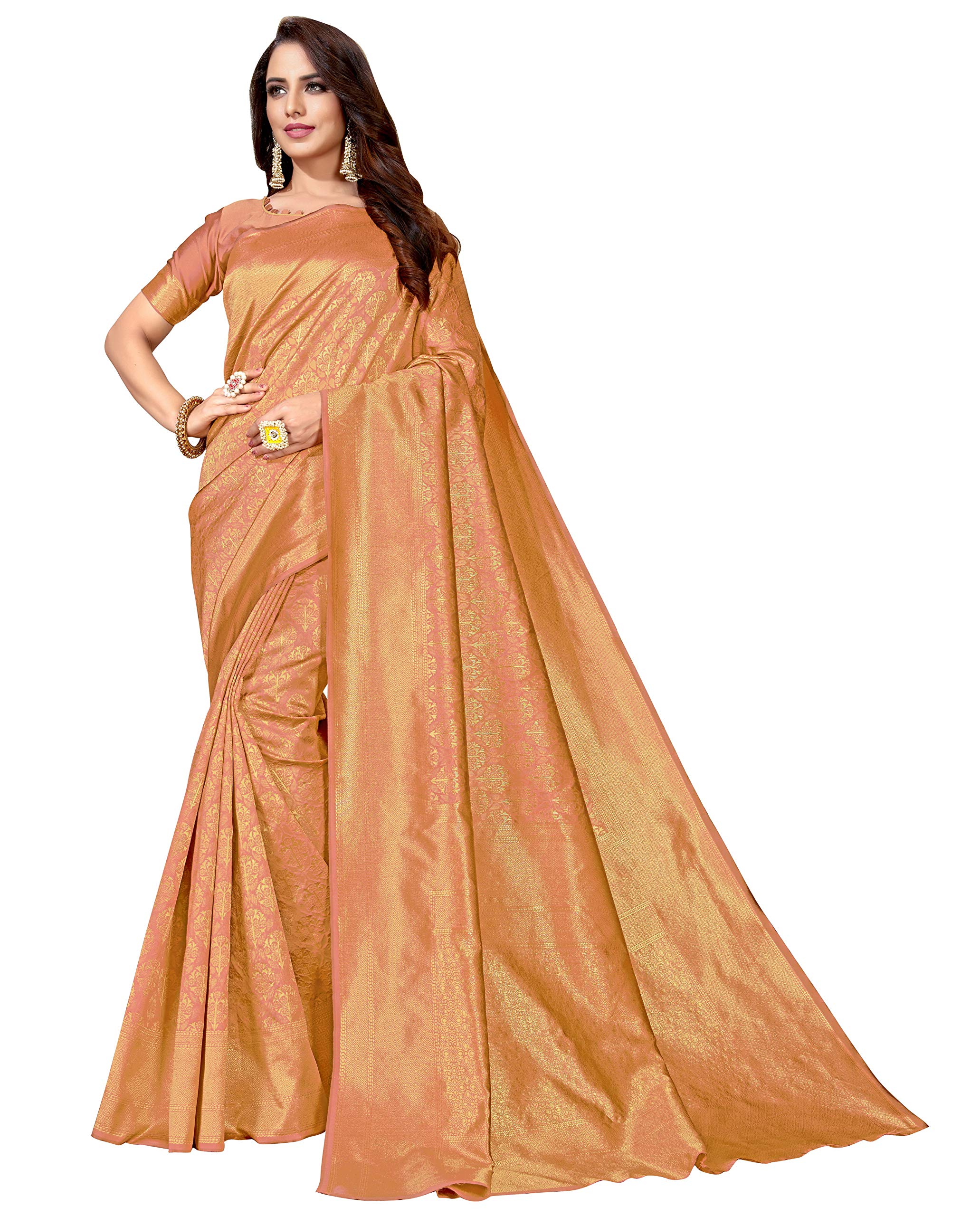 Glory Sarees Womens Kanchipuram Silk Saree With Blouse Piece