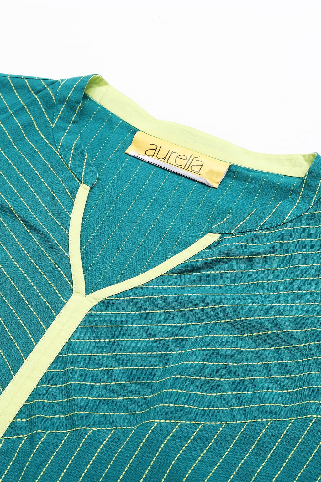 Aurelia Women Deep Lake Dobby Floral Printed Straight Kurta