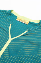 Aurelia Women Deep Lake Dobby Floral Printed Straight Kurta