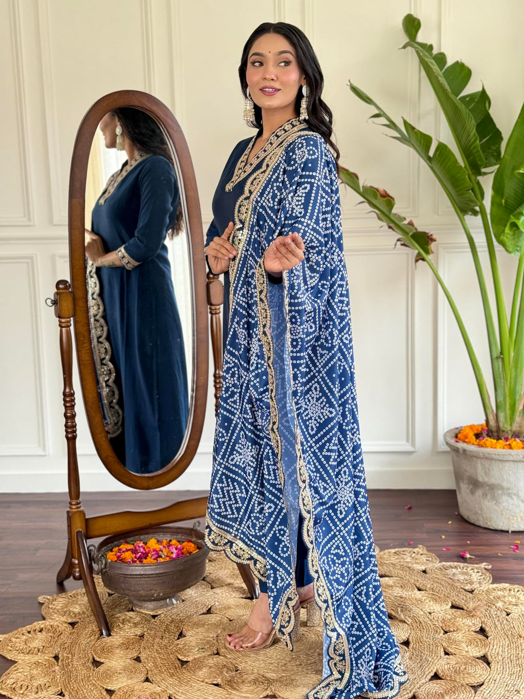 Naixa Womens Viscose Silk Embroidered Straight Kurta with Pant and Dupatta Sets