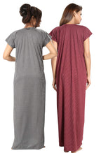Fabme Womens Cotton Blend Striped Floor Length Night Gown