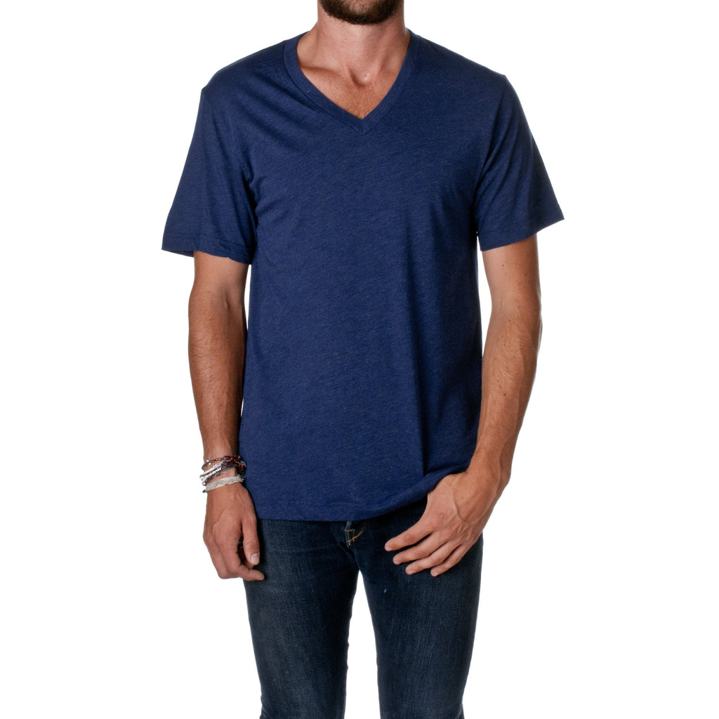 Unisex Triblend V-Neck T-Shirt - BLUE TRIBLEND - S(D0102H7W72T)
