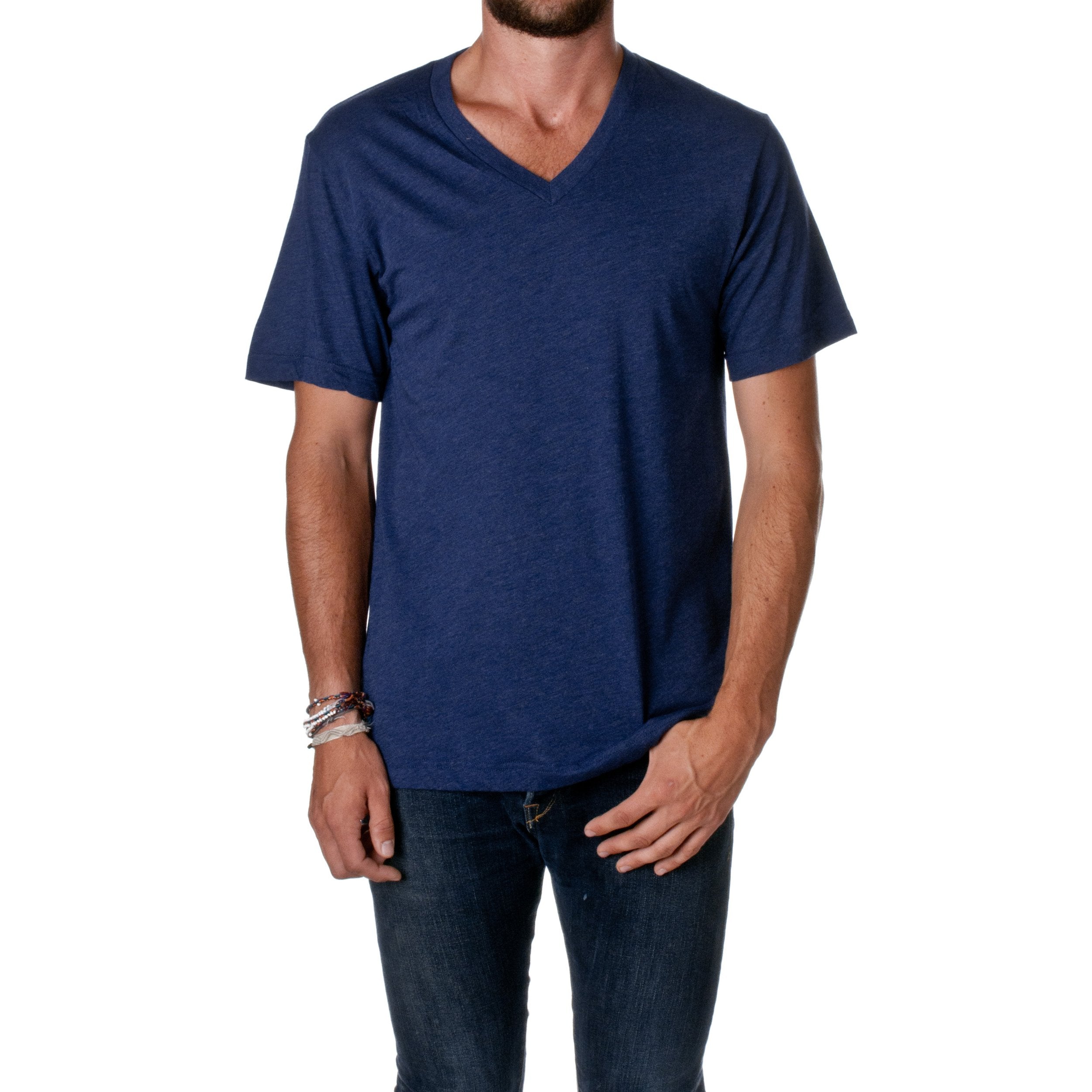 Unisex Triblend V-Neck T-Shirt - BLUE TRIBLEND - S(D0102H7W72T)