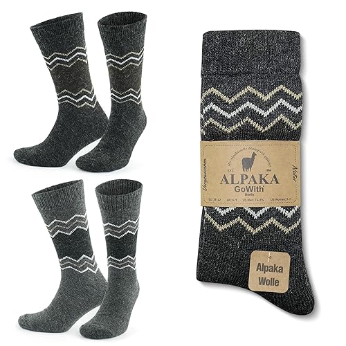 GoWith 1-2 Pairs Unisex Alpaca Wool Socks, Thermal Warm Cozy Merino Wool Socks, Heated Fuzzy Winter Boot Socks, Grayanthracite-4