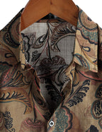 VATPAVE Mens Casual Hawaiian Shirts Short Sleeve Button Down Beach Shirts Tropical Floral Shirts Medium Brown