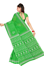 Tamaira Fashion Womens Moonga Check Pure Cotton Saree Without Blouse Piece