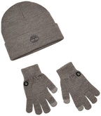 Timberland Womens Double Layer Scarf, Cuffed & Magic Glove Gift Set Beanie Hat, Light Grey Heather
