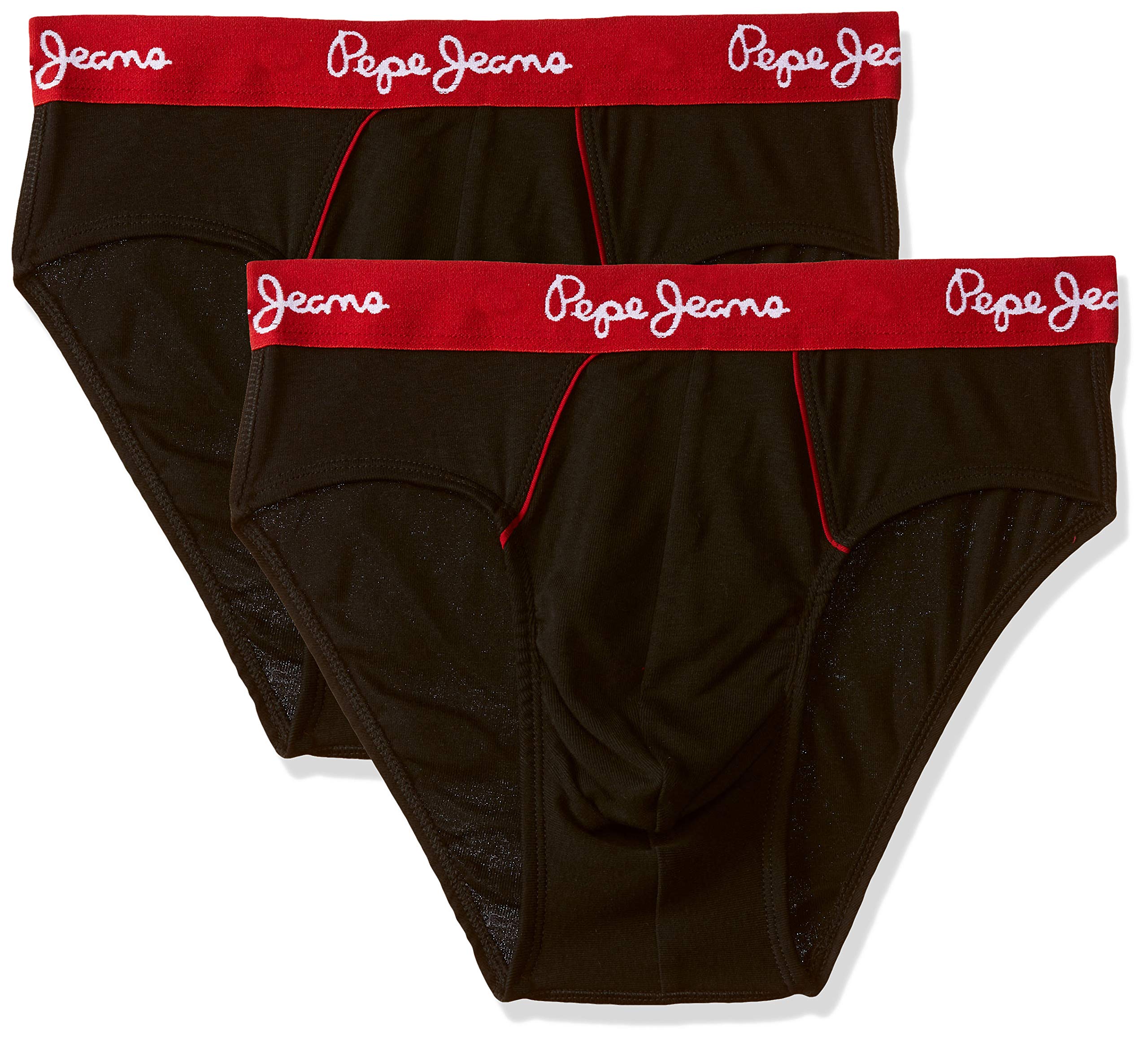 Pepe Jeans Innerwear MenS Cotton Briefs (Pack Of 2) (Clb02-02_Black_Black_90-95_Black_95 Cm)