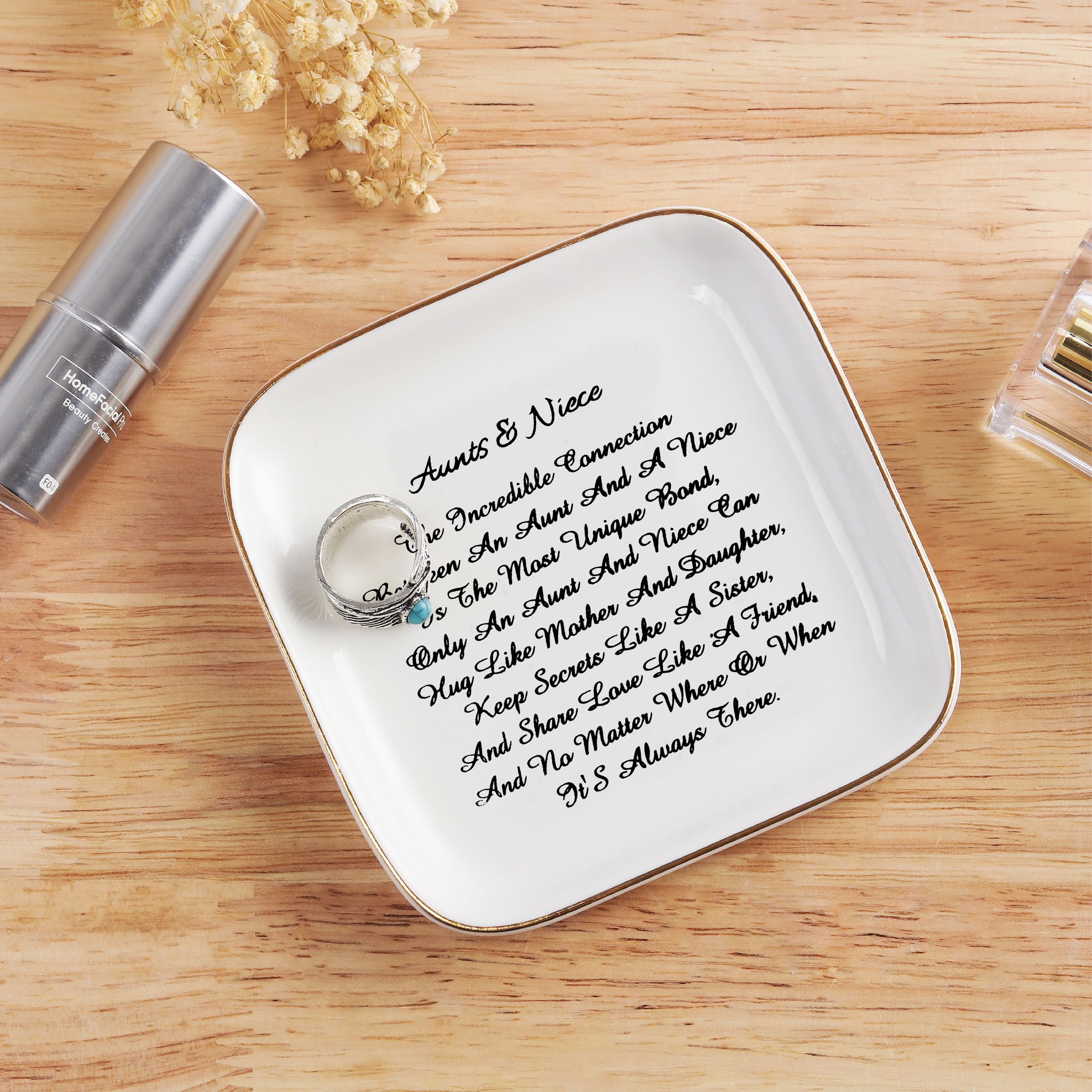 PUDDING CABIN Aunt Gifts from Niece, Aunts&Niece    Trinket Dish Ring Holder Gifts for Aunt Christmas Aunts Birthday, Mother's D