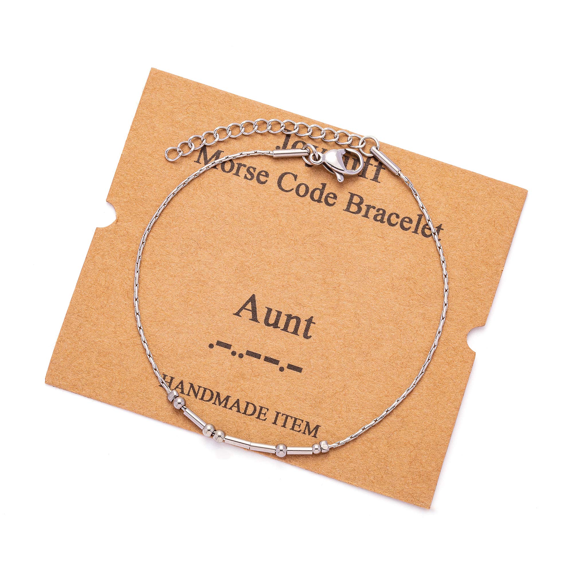 Gifts for Aunt Birthday Morse Code Bracelets for Women Inspirational Christmas Thanksgiving Day Funny Chain Bracelet Silver Enco