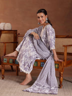 Libas Mauve Pure Cotton Printed Kurta Sets For Women
